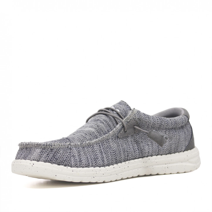Zapatos sport Lobo grises textil con cordón superior y piso blanco - Querol online