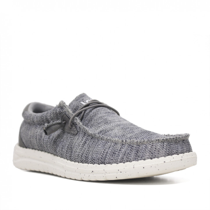 Zapatos sport Lobo grises textil con cordón superior y piso blanco - Querol online