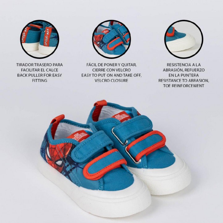 Zapatillas lona Cerda con doble velcro y ribete rojo de spiderman - Querol online