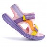 sandalias Pablosky con doble velcro en tonos rosa, lila, amarillo y naranja