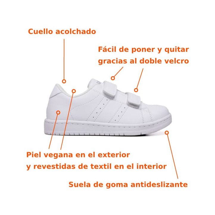 Zapatillas deporte QUETS! blancas con doble velcro - Querol online