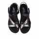 Sandalias cuña Walk & Fly negras en combinación con tonos metalizados - Querol online