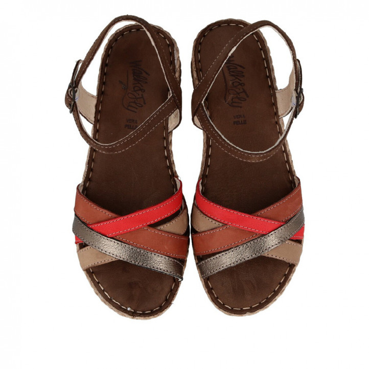 Sandàlies falca Walk & Fly amb tires entrellaçades de diferents colors - Querol online