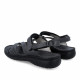 Sandalias planas Walk & Fly negras de piel con doble tira de velcro - Querol online