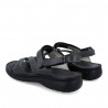 Sandalias planas Walk & Fly negras de piel con doble tira de velcro