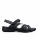 Sandàlies planes Walk & Fly negres de pell amb doble tira de velcro - Querol online