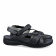 Sandalias planas Walk & Fly negras de piel con doble tira de velcro - Querol online