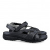 Sandalias planas Walk & Fly negras de piel con doble tira de velcro
