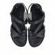 Sandàlies planes Walk & Fly negres de pell amb doble tira de velcro - Querol online