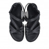 Sandalias planas Walk & Fly negras de piel con doble tira de velcro