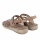 Sandalias planas Walk & Fly marrones de piel con doble tira de velcro - Querol online