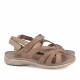 Sandalias planas Walk & Fly marrones de piel con doble tira de velcro - Querol online