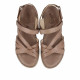 Sandalias planas Walk & Fly marrones de piel con doble tira de velcro - Querol online