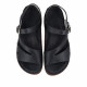 Sandalias planas Walk & Fly negras de piel estilo romano - Querol online