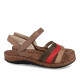 Sandalias planas Walk & Fly marrones de piel con tiras de colores y costuras vistas - Querol online