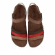 Sandalias planas Walk & Fly marrones de piel con tiras de colores y costuras vistas - Querol online