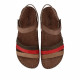 Sandàlies planes Walk & Fly marrons de pell amb tires de colors i costures vistes - Querol online