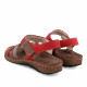 Sandalias planas Walk & Fly rojas de piel con tiras de colores y cierre de velcro - Querol online