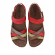 Sandalias planas Walk & Fly rojas de piel con tiras de colores y cierre de velcro - Querol online