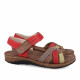 Sandalias planas Walk & Fly rojas de piel con tiras de colores y cierre de velcro - Querol online