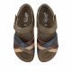 Sandalias planas Walk & Fly kakis de piel con tiras de colores y cierre de velcro - Querol online