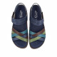 Sandàlies planes Walk & Fly blaves de pell amb tires de colors i tancament de velcro - Querol online