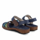 Sandàlies planes Walk & Fly blaves de pell amb tires de colors i tancament de velcro - Querol online