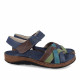 Sandalias planas Walk & Fly azules de piel con tiras de colores y cierre de velcro - Querol online