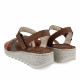 Sandalias cuña Walk & Fly de piel con tiras en teja, taupe y platino - Querol online