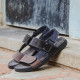 Sandàlies Walk & Fly negres de pell amb tons blaus i ploms - Querol online
