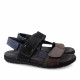 Sandalias Walk & Fly negras de piel con tonos azules y plomos - Querol online