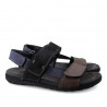 Sandalias Walk & Fly negras de piel con tonos azules y plomos