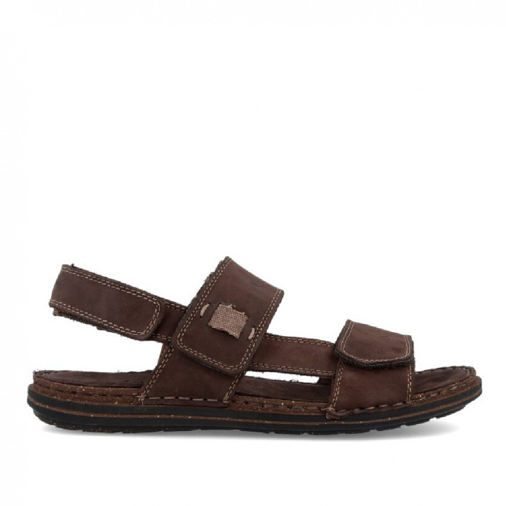 Sandàlies Walk & Fly marrons de pell amb velcro - Querol online