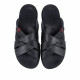 Sandalias Walk & Fly negras de piel con tiras cruzadas y superpuestas - Querol online