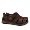 Sandalias Walk & Fly marrones de piel estilo cangrejera con velcro