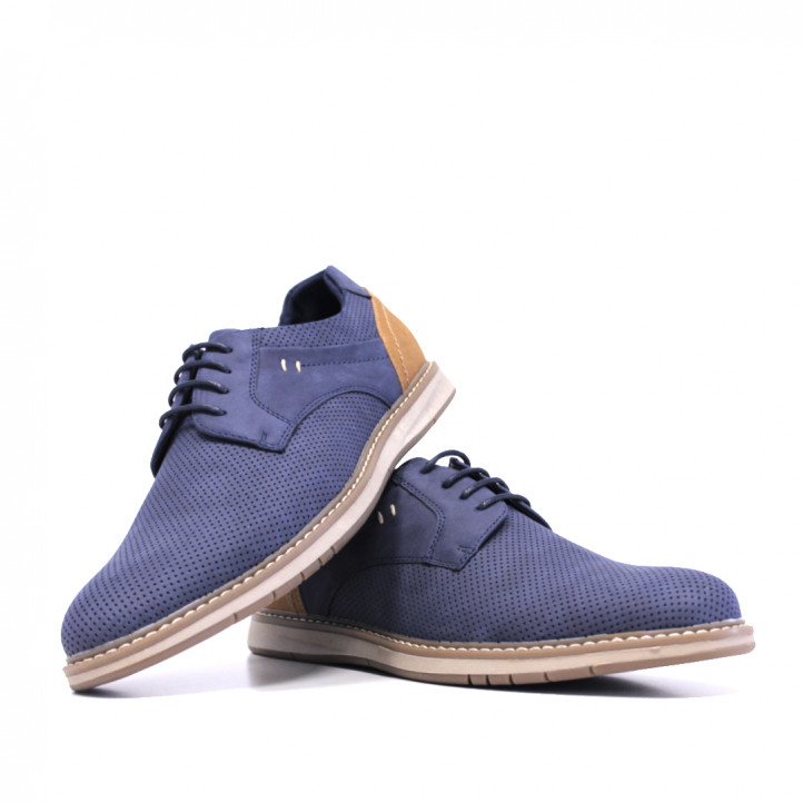 Zapatos sport Owel darwin azules con cordones encerados - Querol online