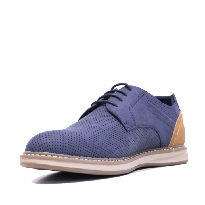 Zapatos sport Owel darwin azules con cordones encerados - Querol online