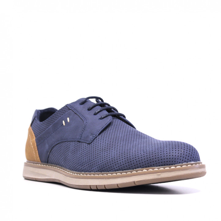 Zapatos sport Owel darwin azules con cordones encerados - Querol online