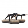 Sandalias planas You Too negras con detalle de pluma con brillantes