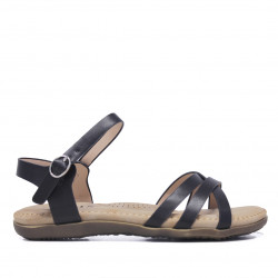 Sandalias planas You Too negras con tiras cruzadas - Querol online