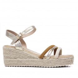 Sandalias cuña Owel de piso de esparto maroubra metalizadas tricolor - Querol online