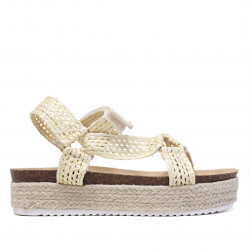 Sandalias plataformas Owel gold coast con tiras de rafia - Querol online