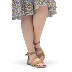 Sandalias planas Redlove marta marrones con bandas cruzadas negras - Querol online