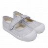Zapatillas lona QUETS! plateadas con brillibrilli tipo merceditas