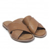 Sandàlies planes Redlove Lucía marrones de pell amb bandes amples creuades