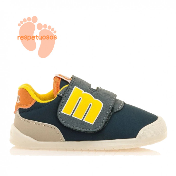 Zapatillas deporte MustangKids free azul marino y amarillas respetuosas - Querol online