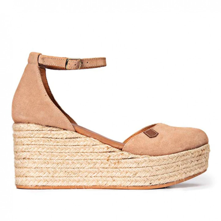 Zapatos cuña Popa CANTALAR SERRAJE BEIGE - Querol online