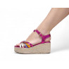Sandalias cuña Owel de piso de esparto napier rosas