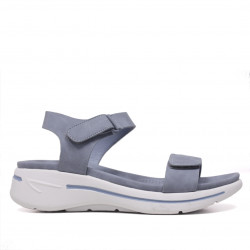 Sandalias cuña azules cogidos con velcro - Querol online