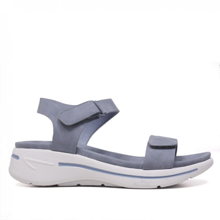 Sandalias cuña azules cogidos con velcro - Querol online